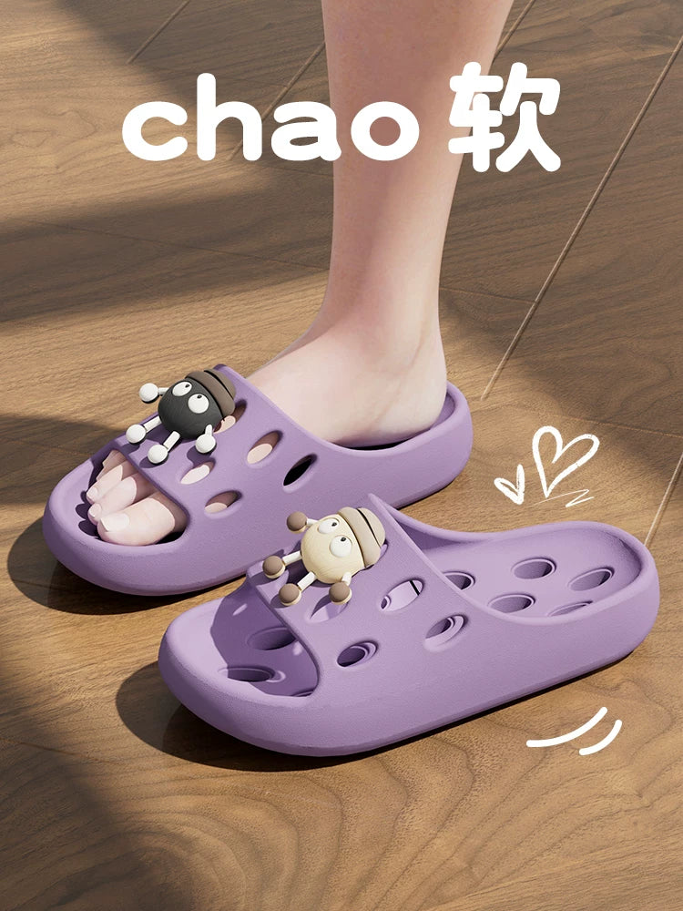 Bathroom Bath Slippers Women's Cartoon Eyes New Summer Home Dormitory Hotel Anti-slip Water Leakage Quick-drying Sandals for Men