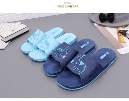 Summer Pvc Bathroom Slippers Home Cartoon Couple Slippers Indoor Cute Bath Non-Slip Sandals Women's Stall