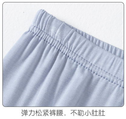 Summer Boys' Short-sleeved Shorts Modal Children's Pajamas Girls' Parent-child Home Clothes suit Children's Air-conditioning Clothes