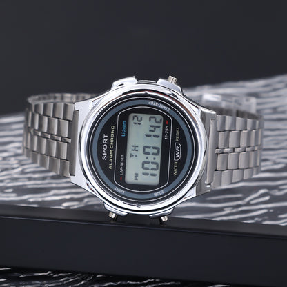 Explosive ultra-thin LED electronic watch WR F92W steel band A159 new round fashion watch multi-function electronic watch