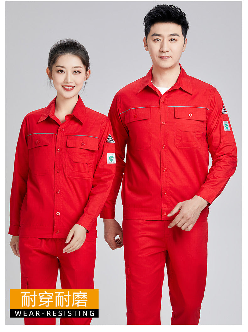 Pure cotton summer anti-static card pocket work clothes gas station filling station thin gas petrochemical long sleeve labor protection clothing