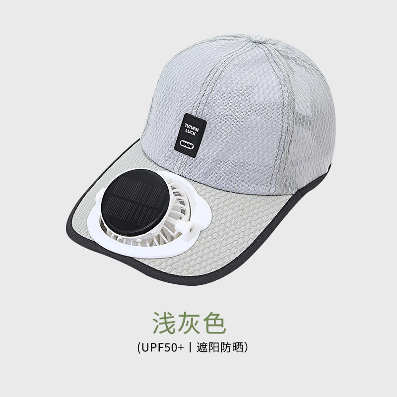 Adult summer solar charging with fan hat men and women breathable mesh sun protection outdoor sun-proof peaked cap