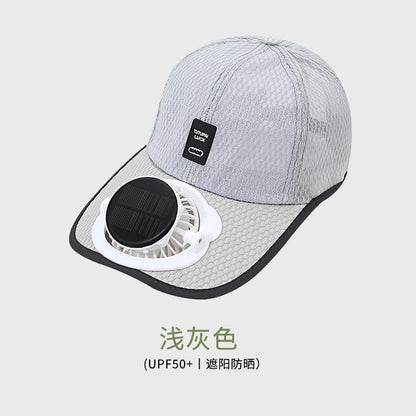 Adult summer solar charging with fan hat men and women breathable mesh sun protection outdoor sun-proof peaked cap