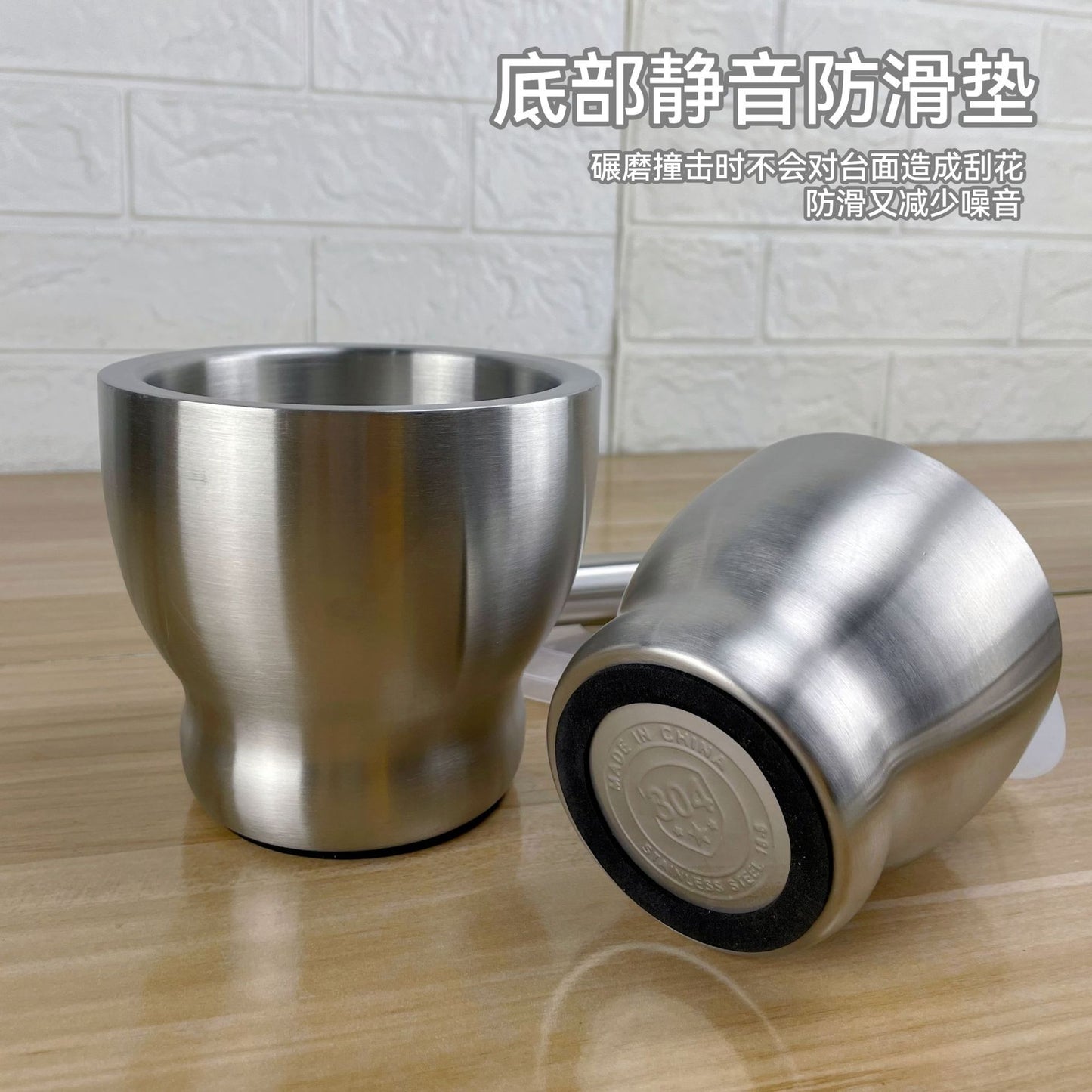 304 stainless steel garlic masher round grinding pot mortar mold stone mortar masher with lid mortar Masher