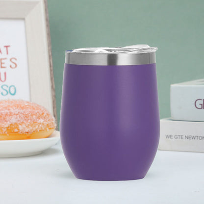 304 Stainless Steel Eggshell Cup Portable Cross-Border U-Shaped Wine Thermos Cup 12oz Cup American Style Wholesale Aviation Cup