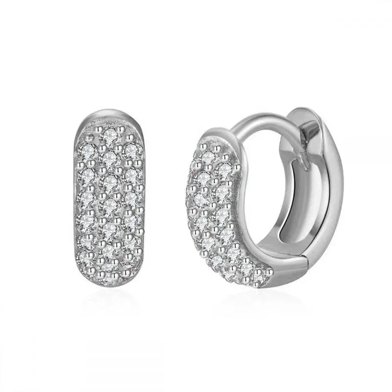 European and American Classic Ins Style Color Zircon Light Luxury Heavy Industry Round Ear Buckle Trendy high quality 24K Gold Plated Earrings