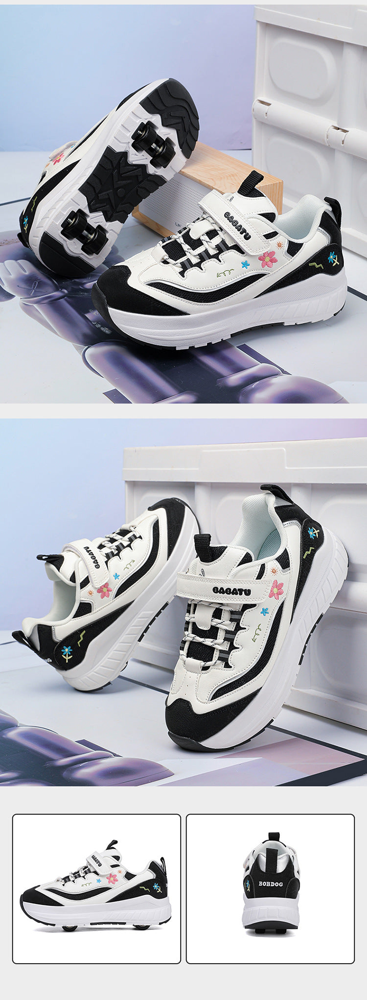 Girls' Heelys Sneakers 2025 Mesh Children's Shoes for Older Kids Roller Skates Girls' Four-Wheel Skates
