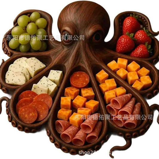 Tray wooden octopus shape creative snacks melon seeds fruit plate platter cross-border new Octopus Charcute by PDG ibma