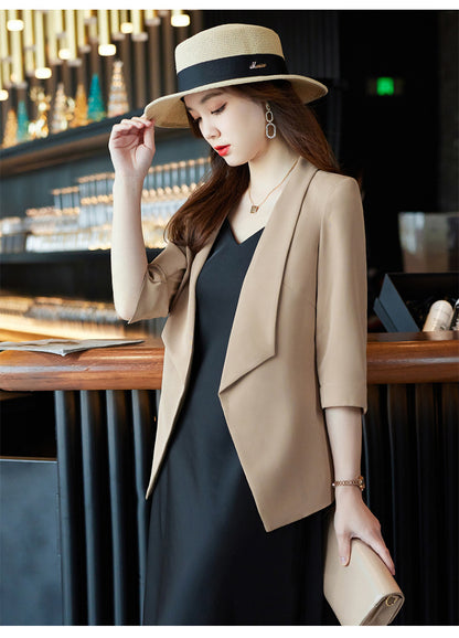 [Three-Quarter Sleeve Dress] Women's Formal Suit Dress, Korean Style Fashion Professional Attire, Small Blazer Dress for Spring and Summer