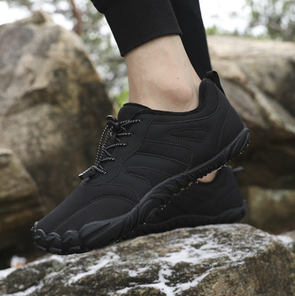 Outdoor Snow Boots, Home Cross-Border Winter New Style, Non-Slip Short Style, Fleece-Lined Warm Cotton Shoes, Thick-Soled Barefoot Five-Toe Shoes