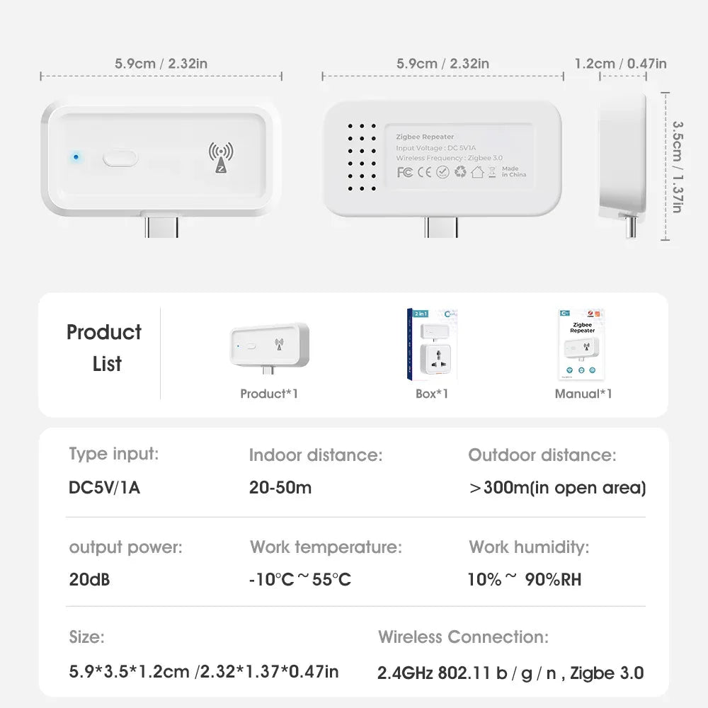Tuya ZigBee 3.0 Repeater Wireless Amplifier USB Signal Extender Smart Home Device Expand Smart Life APP works with Gateway