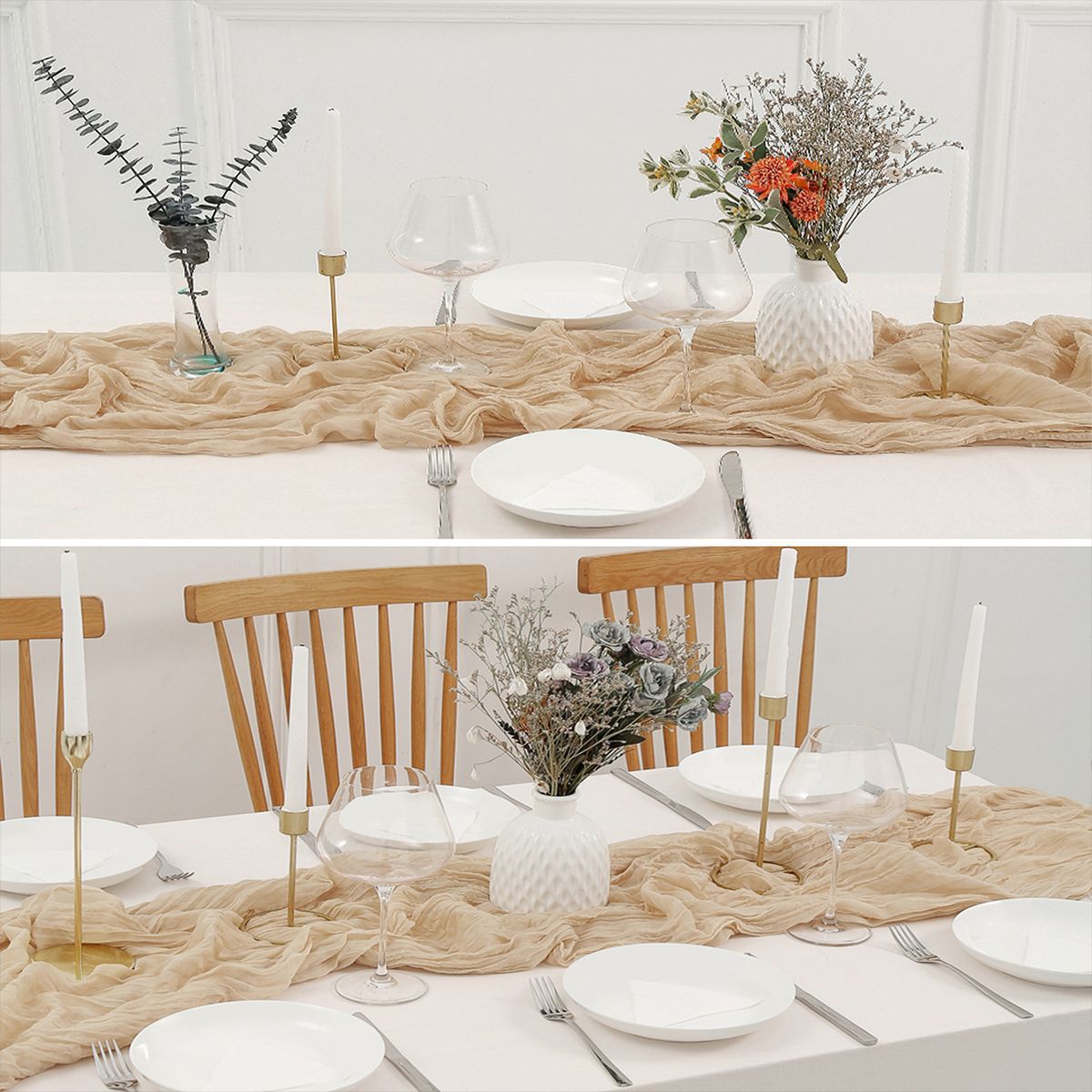 Cross-border foreign trade wholesale Bali yarn wrinkled table flag twist table flag tablecloth wedding party decoration wrinkled table flag