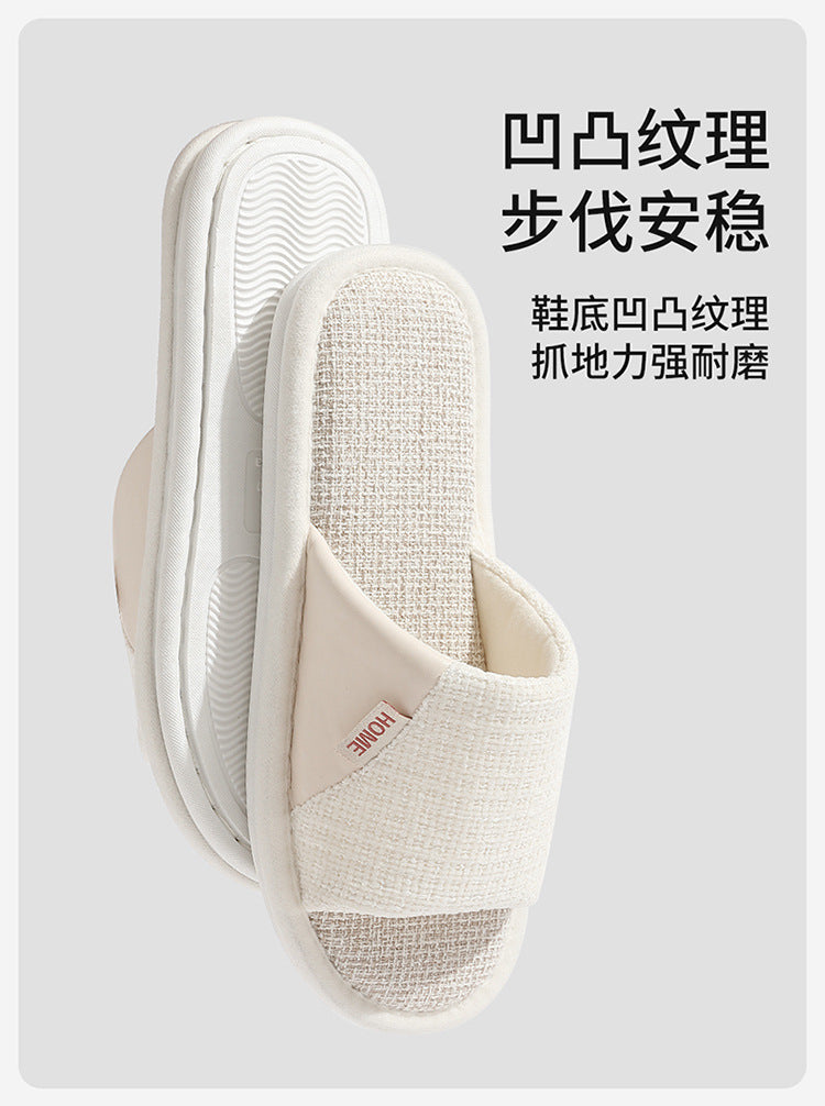 Linen Slippers for Men 2025 New Summer Indoor Home Soft-Soled Non-Slip Breathable Deodorant Cotton and Linen Slippers for Men