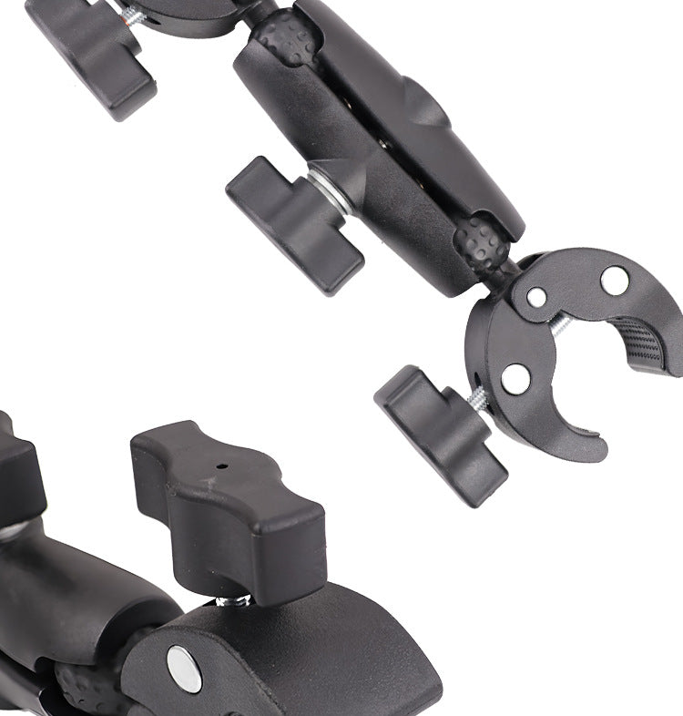 Action Camera Handlebar Bracket, Cycling Navigation Double-Head Clamp Bracket, Universal Ball Head Motorcycle Mobile Phone Holder