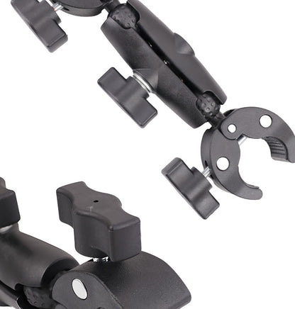 Action Camera Handlebar Bracket, Cycling Navigation Double-Head Clamp Bracket, Universal Ball Head Motorcycle Mobile Phone Holder
