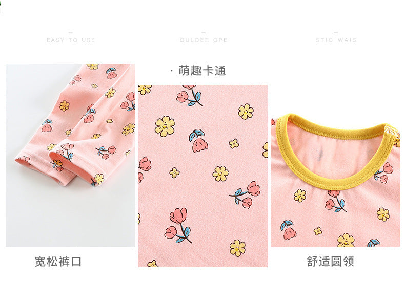 Children's Pajamas suit 2024 Autumn Baby Lycra Underwear Boys Home Clothes Girls Autumn Clothes Pants Children's Clothing Wholesale