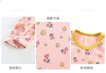 Children's Pajamas suit 2024 Autumn Baby Lycra Underwear Boys Home Clothes Girls Autumn Clothes Pants Children's Clothing Wholesale