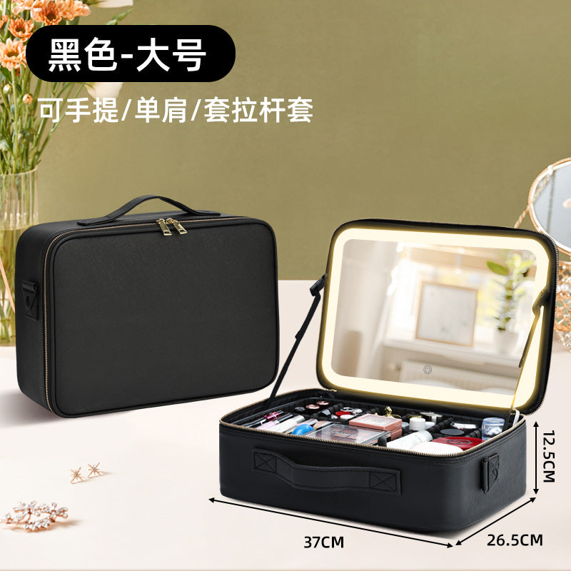 Makeup Case with Light and Mirror, Led Makeup Bag, Large Capacity Makeup Box, Storage Box, Storage Bag, Multifunctional