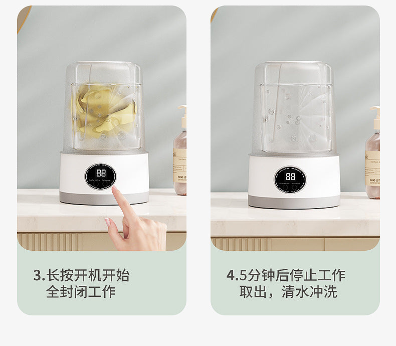 Small Mini Washing Machine Household Fully Automatic Small Washing Machine Washing Socks Mask Desktop Rechargeable Washing Machine