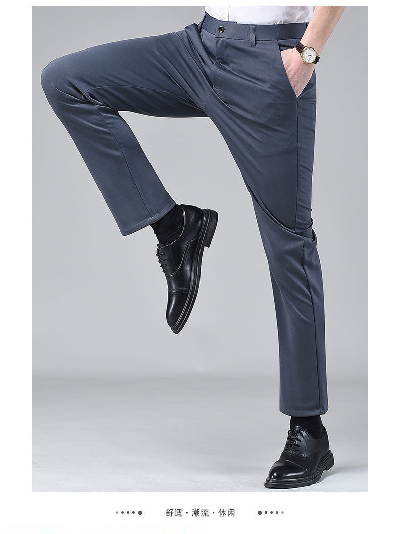 Live popular Tiger head summer thin men's casual pants men's straight business dad suit pants men's stretch long pants