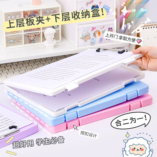 Plastic board folder file box copy writing board storage box A4 data box PP transparent office supplies finishing box