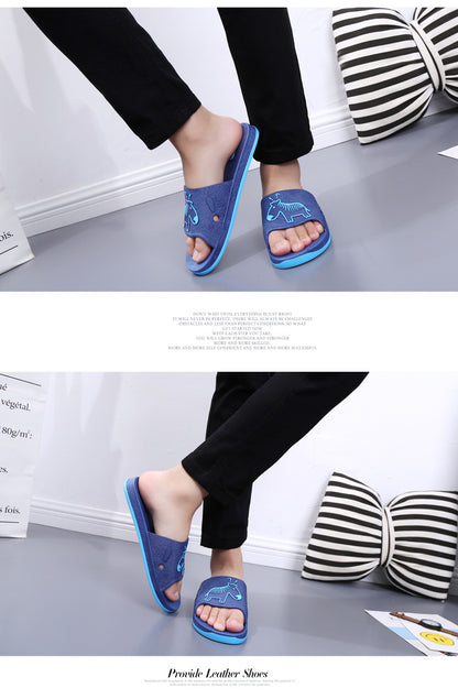 Summer Pvc Bathroom Slippers Home Cartoon Couple Slippers Indoor Cute Bath Non-Slip Sandals Women's Stall