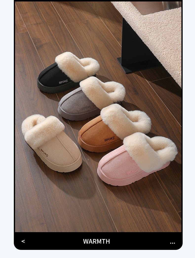 Couple's Cotton Slippers for Women, Thick-Soled, Warm, Non-Slip Home Slippers for Men, Autumn and Winter Indoor Non-Slip Soft-Soled Maternity Shoes