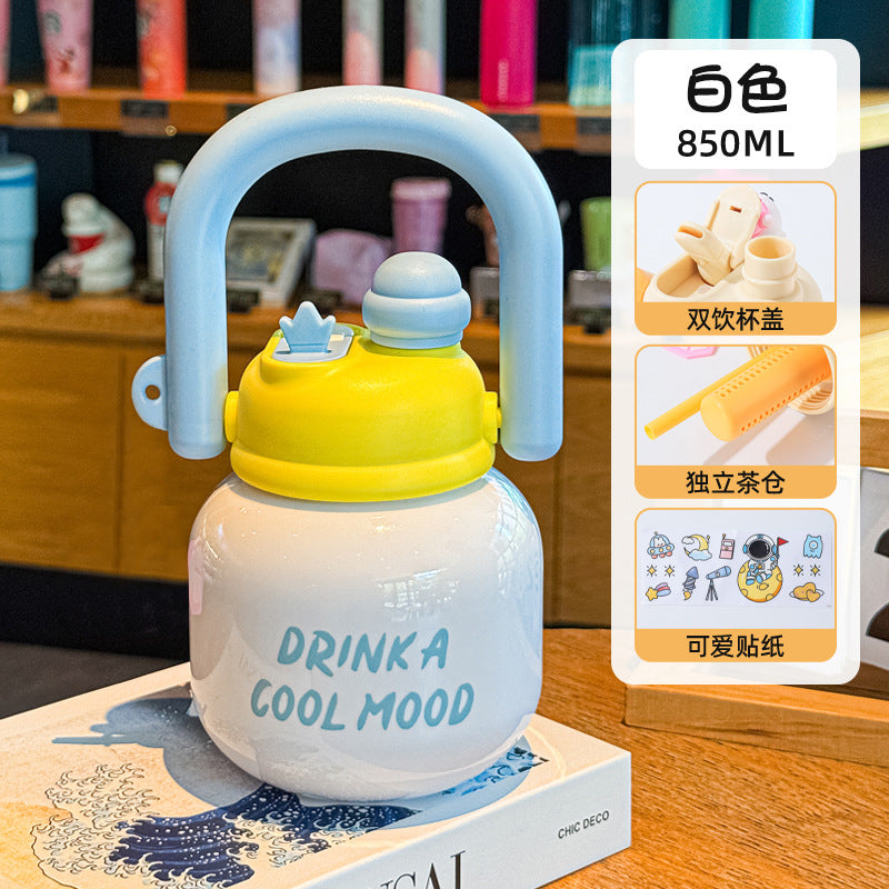 Wholesale Large-Capacity Plastic Straw Cups for Summer, Suitable for Men and Women, with a High Aesthetic Appeal, Portable Outdoor Sports Water Bottles for Children