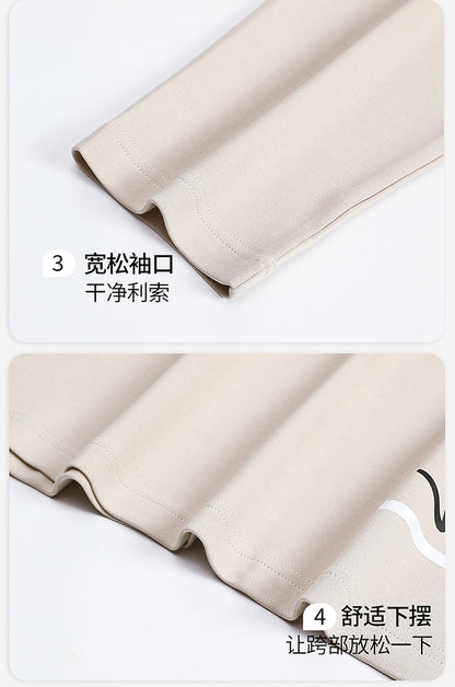 Plus Size 5XL 100% Cotton Men's Long-Sleeved Pajamas Spring & Fall Long-Sleeved 105kg Can Be Worn Outside Home Clothes Set