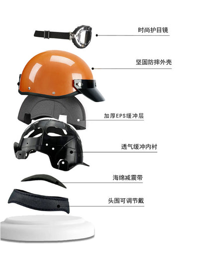 Factory Outlet GB 3C Harley Retro Half Helmet Lightweight Summer Electric Vehicle Helmet Safety Helmet Unisex