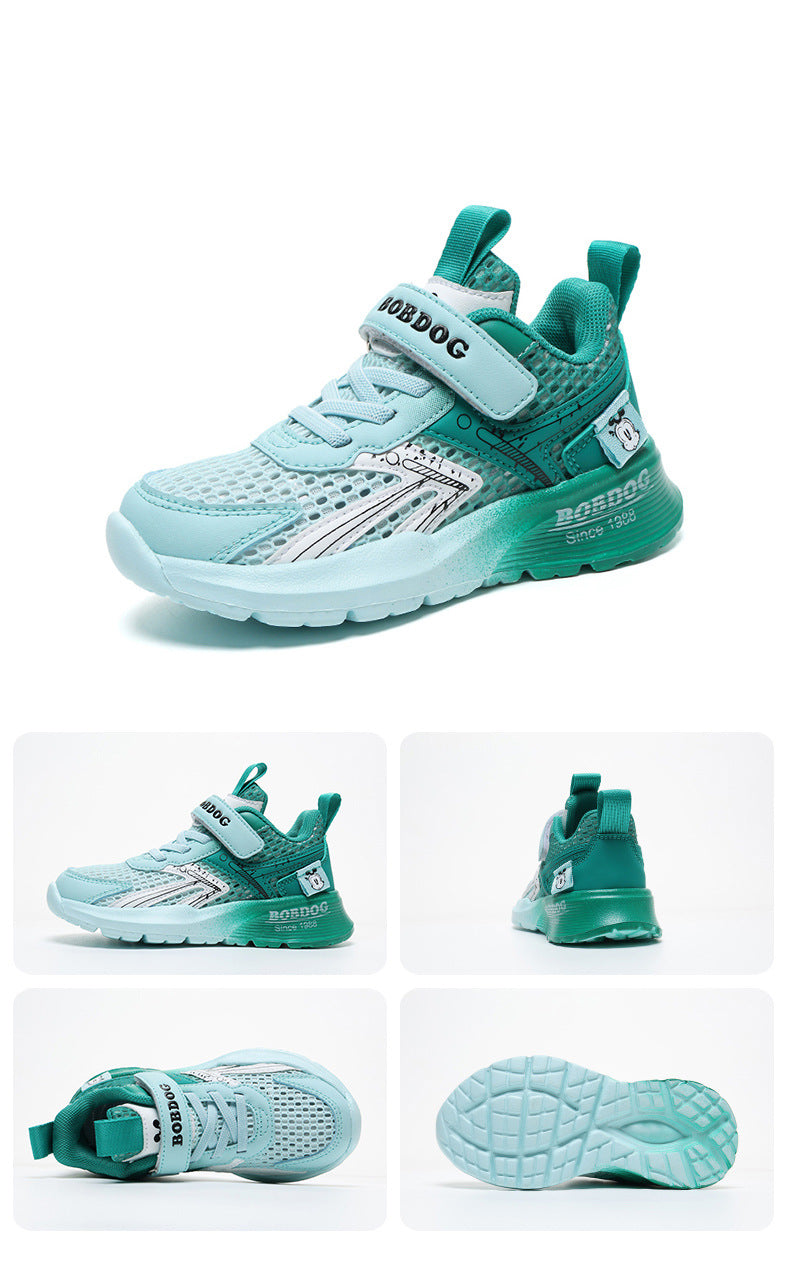 Babu bean children's shoes boys sneaker summer 2025 new hollow single mesh breathable mesh shoes big children's shoes