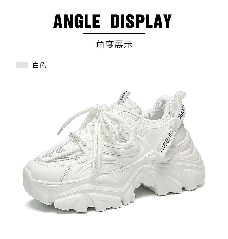 New Spring Shoes, Thick-Soled Women's Shoes, Versatile Height-Increasing Shoes, Non-Slip, Breathable, Lightweight Dad Shoes, Mesh Sneakers for Women