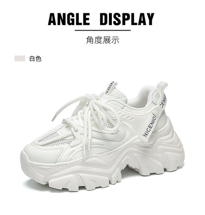 New Spring Shoes, Thick-Soled Women's Shoes, Versatile Height-Increasing Shoes, Non-Slip, Breathable, Lightweight Dad Shoes, Mesh Sneakers for Women