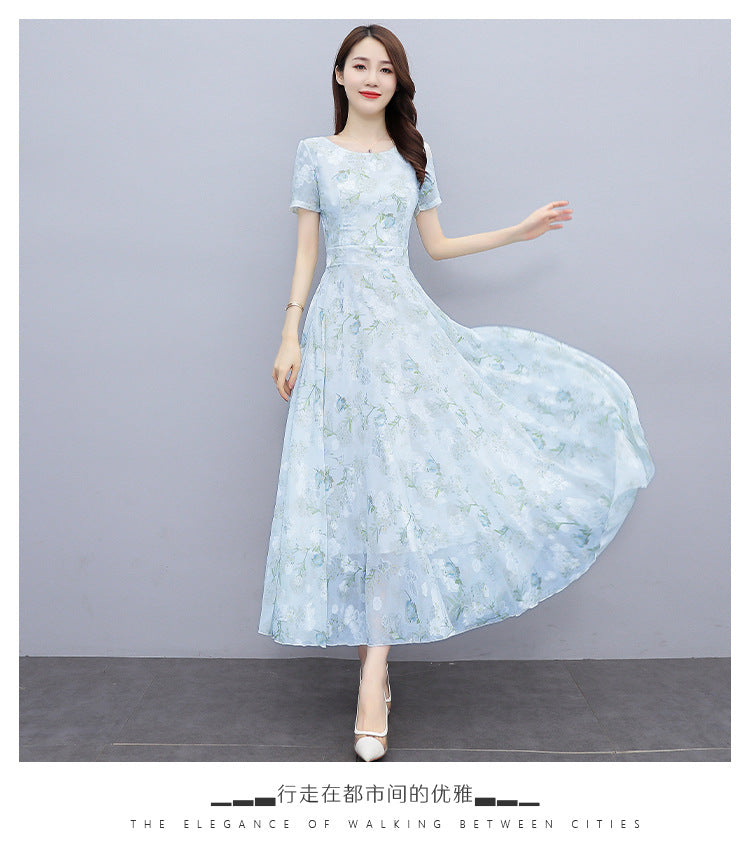 2022 Summer New Bohemian Long Dress to Ankle Chiffon dress Super Long Seaside Holiday Beach Dress for Women