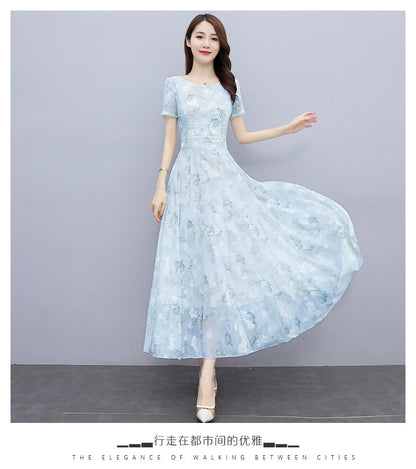 2022 Summer New Bohemian Long Dress to Ankle Chiffon dress Super Long Seaside Holiday Beach Dress for Women