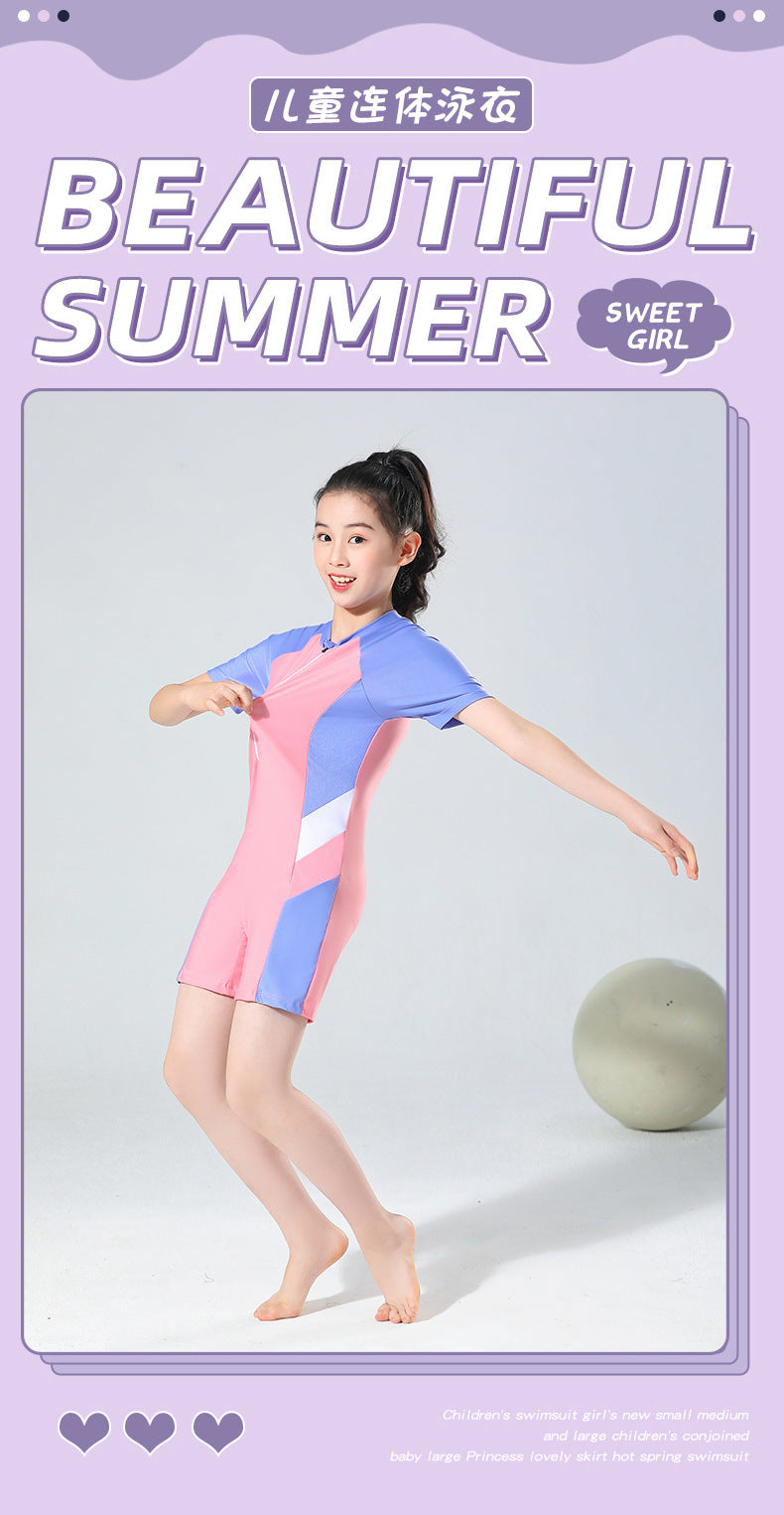 Children's Swimwear Girl's Summer Siansu Hot Spring 2023 New Style Small, Middle and Big Girl's Swimwear Professional Training Swimwear