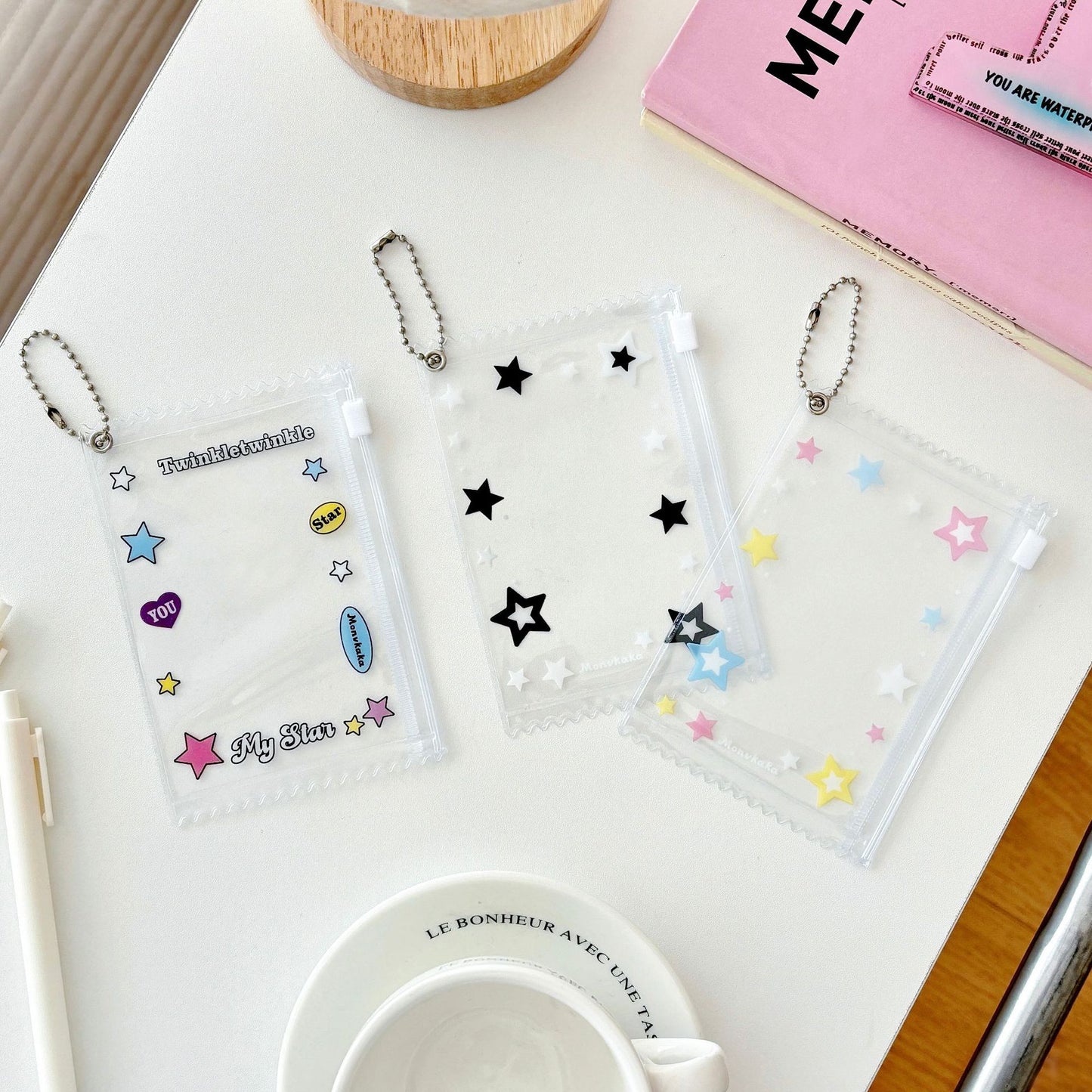 Monvkaka American-Style Star Small Zipper Card Holder Random Card Storage Card Case Card Holder Gu Mei Baji Bag