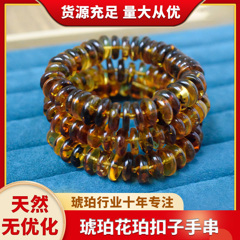 Natural non-optimized Baltic Amber Pepper Button Bracelet Water Purification Popcorn Large Creative All-match Accessories