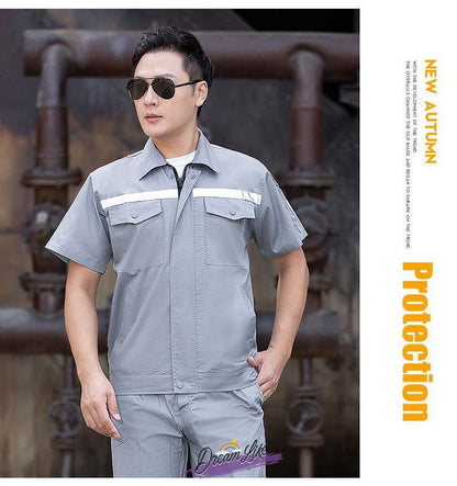 Summer thin anti-static overalls suit men's and women's long short sleeve gas station filling station gas petrochemical electricsuit