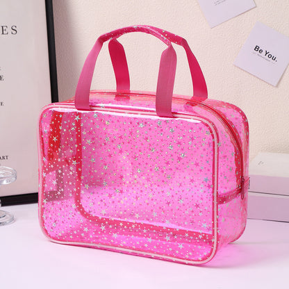 New Pvc Toiletry Makeup Brush Travel Zipper Tote Bag Cosmetic Small Star Makeup Bag Convenient and Large Capacity