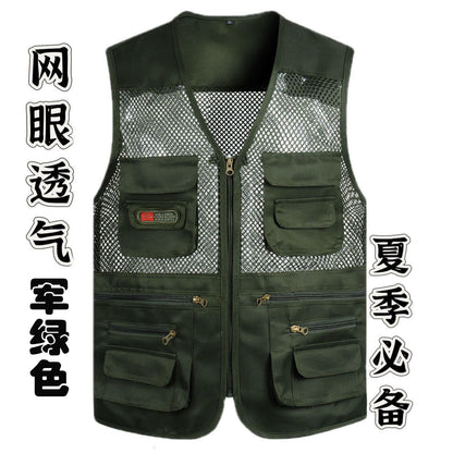 Cross-Border Outdoor Multi-Pocket Vest Men's Fishing Vest Photography Middle-Aged Men's Tops Work Clothes Middle-Aged and Elderly Dad Wear
