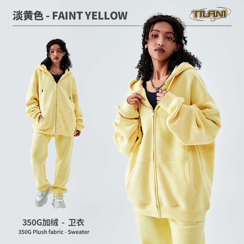 Tilani Men's Sweatshirt Cross-Border Casual Sports Suit Fashionable Pure Color Sweatshirt for Men and Women Simple Zipper Hoodie
