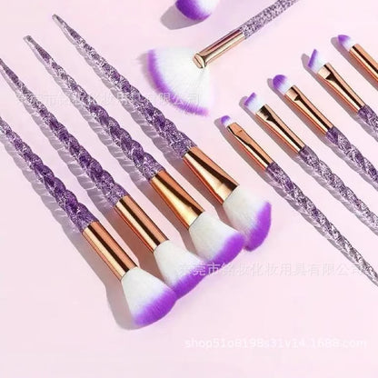 10 Pcs Threaded Makeup Brush Unicorn Makeup Brush suit Multifunctional Full Set Beauty Brush Makeup Tools