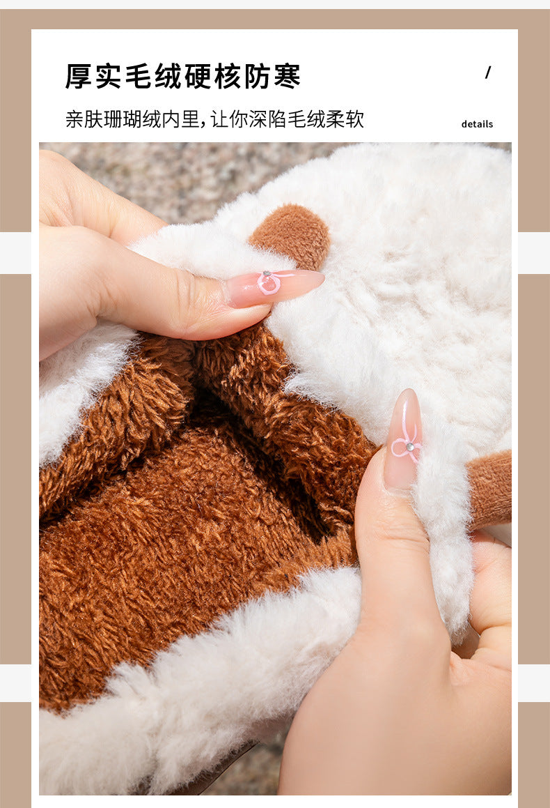 Cotton Slippers for Women, Cute Girly Heart, Indoor Home, Non-Slip, Warm, Couple Style, Dormitory Wearable Slippers for Men, Autumn and Winter
