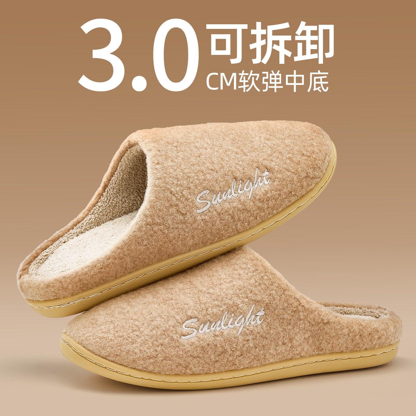 Silent Cotton Slippers for Women, Autumn and Winter 2026 New Model, Indoor Home Warm Plush Massage Detachable Cotton Slippers for Men