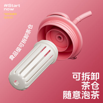 New Model Giant Double Drinking Straw Thermos Cup, Large Capacity Water Bottle for Women, High Aesthetic Value, Ice-Retaining with Handle