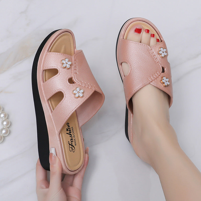 Newly Launched Women's High-Heeled Trendy Slippers, Non-Slip, Wear-Resistant, Casual, Versatile, Comfortable, Soft High-Heeled Slippers for Women