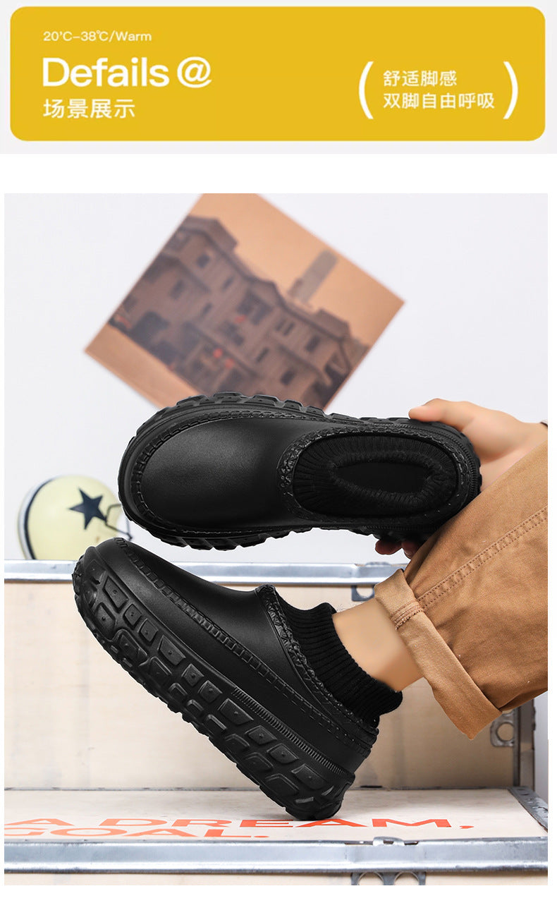 Winter Cross-Border Thick-Soled Cotton Slippers for Couples with Tire Soles, Warm Socks and Shoes for Men, Cotton Tow