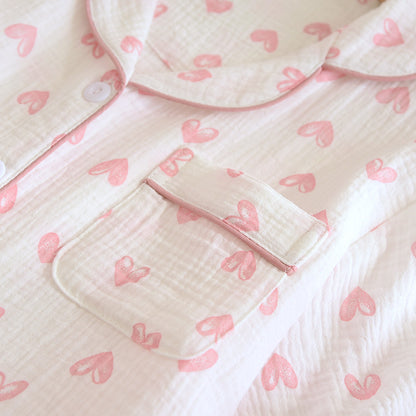 Various Style Spring and Summer Cotton Crepe Pajamas Sweet Three-Piece Short-Sleeved Trousers Spring and Autumn Loose Casual suit