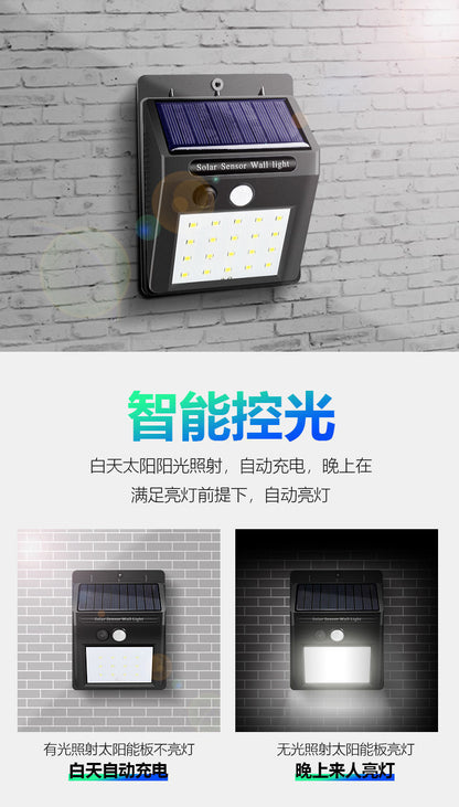 Solar Lamp Outdoor Lighting Garden Lamp Human Body Sensor Super Bright Waterproof Wall Lamp New Rural Home Outdoor Street Lamp